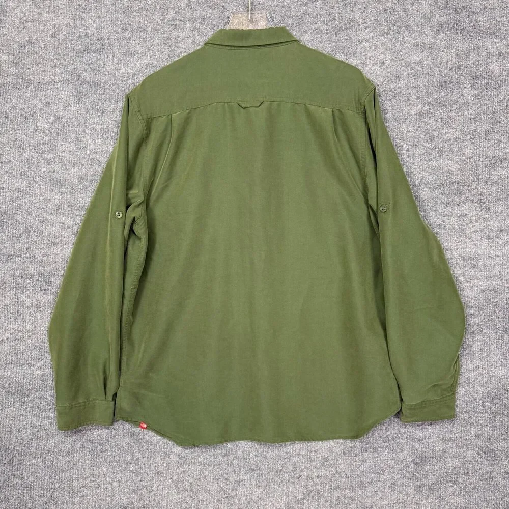 The North Face Shirt Mens Large Green Button Down Adjustable Sleeves Hiking Gorp